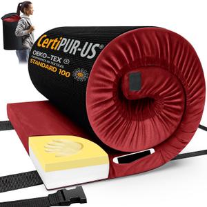CYMULA Memory Foam Camping Mattress Pad, CertiPUR-US Sleeping Mat, Portable Roll Up Mattress for Adults, Camping Bed Pads for Sleepover, Car Bed with Travel Bag
