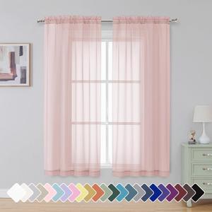 Simplebrand Blush Sheer Curtains 63 Inch Length 2 Panels, Rod Pocket Solid Color Window Sheer Curtain Panels, Elegant Curtains & Drapes for Living Room, Bedroom 2 Panels (42" W x 63" L)