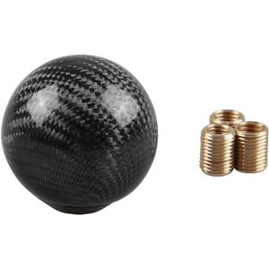 RYANSTAR Carbon Fiber Shift Knob Gear Shifter Knobs with 3 Adapters Round Ball Stick Shifter Level Black
