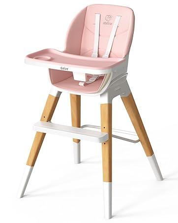 GAIVE 8 in 1 Highchair, Convertible Wooden Baby High Chair with Tray, Adjustable High Chair for Babies and Toddlers, Easy to Clean, Grow with Family|Booster|Learning Table|High Stool