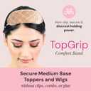 MILANO COLLECTION Glueless Top Grip for Hair Topper & Wiglets, Adjustable Translucent Strap with Side Openings, Top Headband for Your Wig or Topper, Includes Clips, Beige, Medium