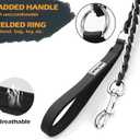 Chain Dog Leash Chew Proof Metal Leash for Medium Large Dogs, Chain Link Dog Anti Chew 5.2FT / 4FT Strong Anti Bite Comfortable Soft Padded Handle (Black, 5FT (30-80lb)