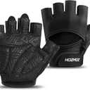 Ventilated Weight Lifting Gloves, Thick Padded Workout Gym Gloves with Full Palm Protection & Grip & Shock Absorption for Women & Men's Fitness Exercise Training (Medium, Black)