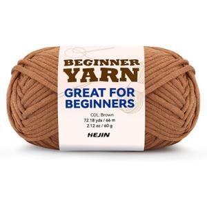 60g Brown Yarn for Crocheting and Knitting;66m (72yds) Cotton Yarn for Beginners with Easy-to-See Stitches;Worsted-Weight Medium #4;Cotton-Nylon Blend Yarn for Beginners Crochet Kit Making (1PACK, Toasty Temptation(9))
