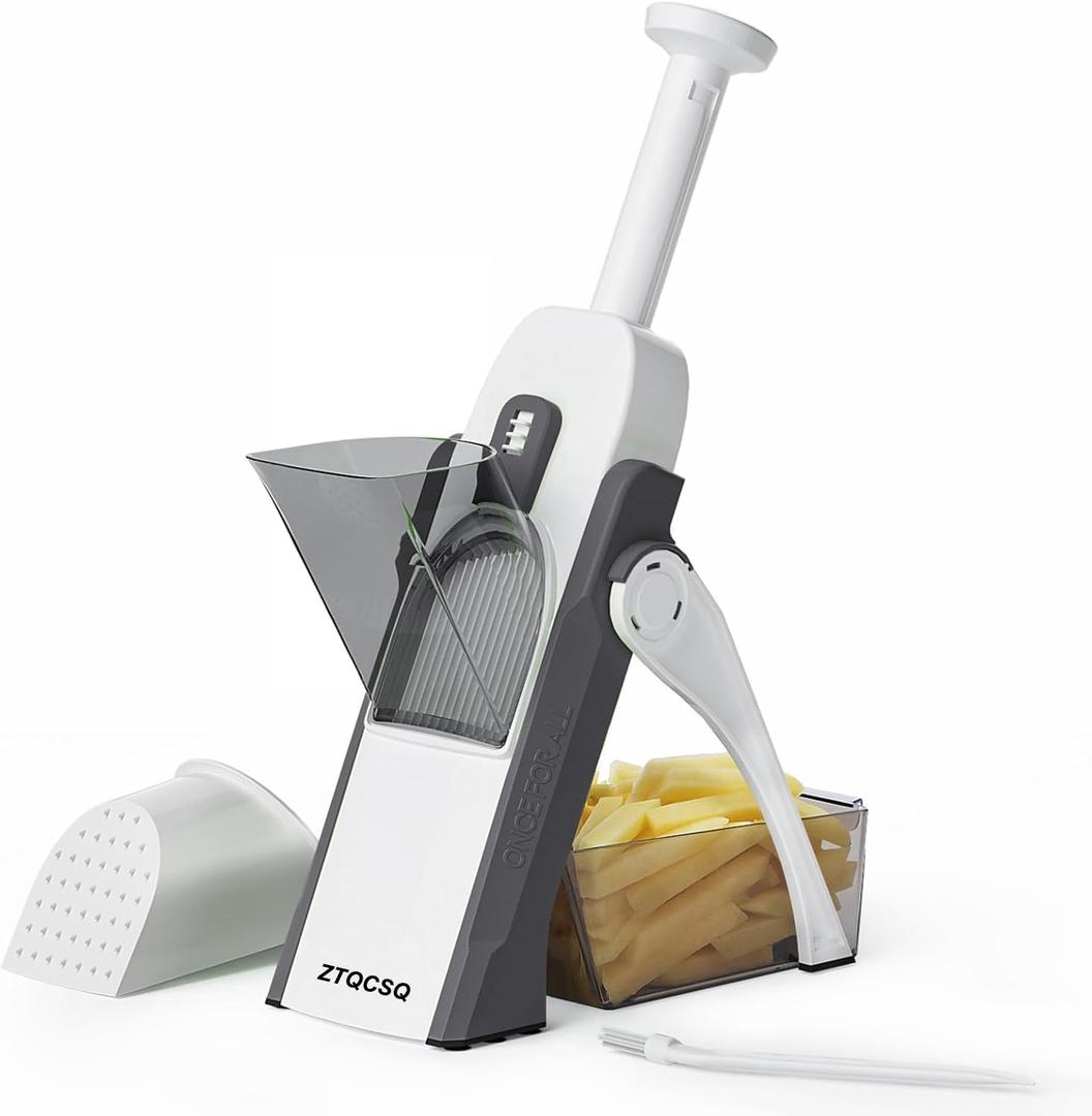 5 in 1 Safe Vegetable Chopper, Mandoline Slicer for Kitchen, Adjustable Mandoline Slicer. Easy to Clean, can't Detachable Blade, Vegetable Slicer can Cut Slicing, Strips, Shredding, Dicing,Chop