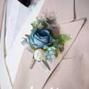 AuroraAria Dusty Blue Boutonniere for Men,Set of 6,Groom Boutonniere for Wedding,Anniversary,Homecoming,Formal Dinner Party,Wedding Decor,Artificial Dusty Blue Rose
