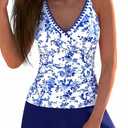 ROSEWE Two Piece Tankini Swimsuits for Women, Tummy Control Bathing Suit with Skirt, V-Neck Swimdress 18W