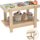 Sensory Table, Sensory Table for Toddlers 1-3, Kids Activity Desk with 3 Foldable Storage Bins, Play Sand and Water Desks for Indoor Use, Wooden Kids Play Sand Desk for Drawing, Studying, Dining