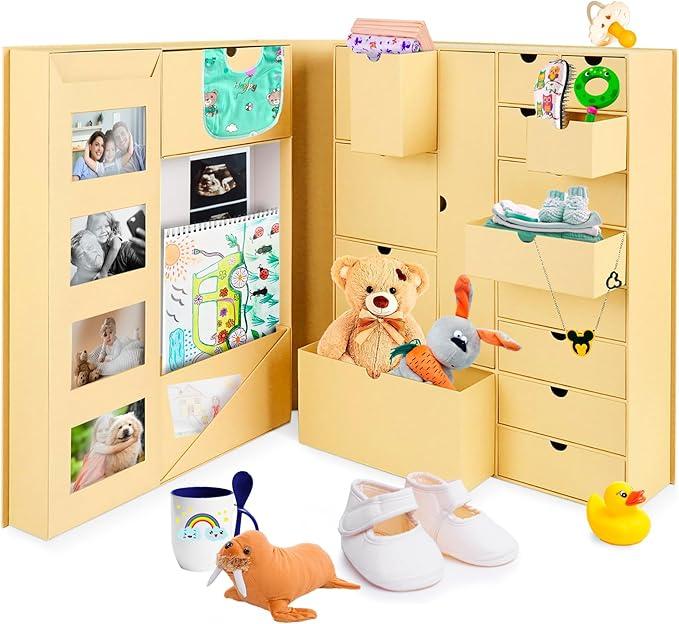 Baby Keepsake Box - Baby Memory Box - Baby Boy Girl Keepsake Box Tins Memory Box Pregnancy Baby Bubbs Storage Box Baby First Year Box Library Baby All-in-One Organizer