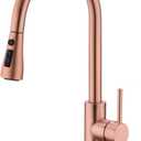 Delle Rosa Copper Rose Gold Kitchen Faucet, Deck Mount, 304 Stainless Steel, Single Handle, 3-Way Spray Setting, Easy Installation