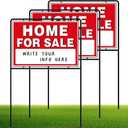 Home For Sale Sign with Stakes, 30 Tall, Double Sided Signs, For Sale By Owner Signs for Real Estate, Yard Sign for Home House Real Estate (3 Pack)