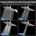 Veken High Pressure Rain Shower Head with Multi-Functions, Square Rainfall Shower Heads with 5-Mode Handheld Spray Combo, Detachable Hand Held Showerhead with Hose, Double Regaderas Para,Starlight