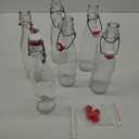 Otis Classic Swing Top Glass Bottles - Set of 6, 16oz w/Marker & Labels - Clear Bottle with Caps for Juice, Water, Kombucha, Wine, Beer Brewing, Kefir Milk or Eggnog