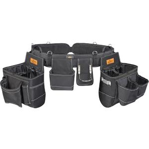 6 PCS Tool Belt for Men, 31 Pockets and Loops, 600D Denier Fabric Carpenter Electrician Framing Tool Belt, Durable Premium Tool Rig, 36-49In, Black,