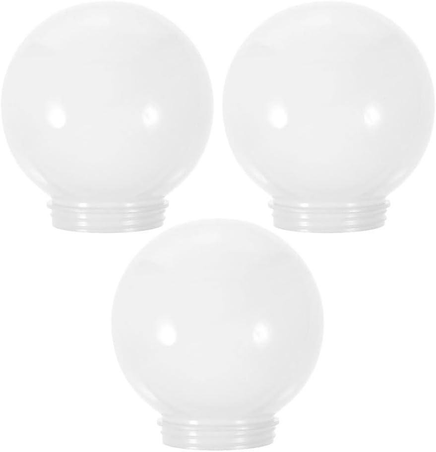 VICASKY 3-Pack White Frosted Acrylic Globe Fixture Cover, 2.6" Threaded Neck & 3.9" Diameter - Replacement for Outdoor Wall Sconces, Street Lamp Posts, and Exposed Bulb Lights