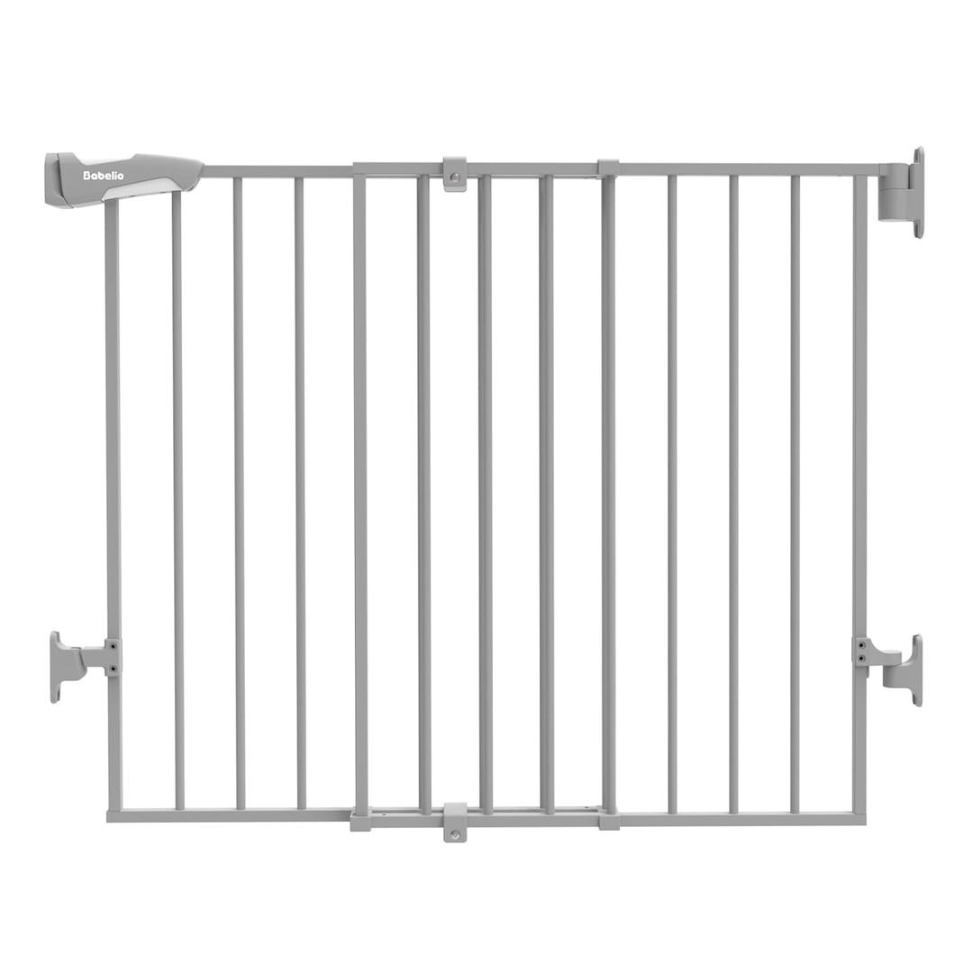 Babelio Baby Gate for Stairs & Doorways, 26-43" W 34" H Extra Tall| No Bottom Bar| Easy Installation| One-Handed Operation| Auto-Close| Hardware Mount (Drill Needed) Safety Dog/Pet Gate Indoor (Grey)