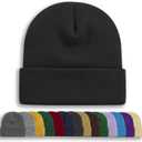 Rosoz Unisex Beanie Winter Knitted Skull Cuffed Soft Warm Hat for Men/Women Slouchy Ski Watch Cap (Black)