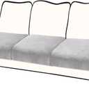 Couch Cushion Cover Velvet 3 Pieces Seat Cushion Cover Stretch Sofa Covers Separate Sectional Sofa Slipcovers Furniture Protector (3-Seater or Backrest, Light Grey)