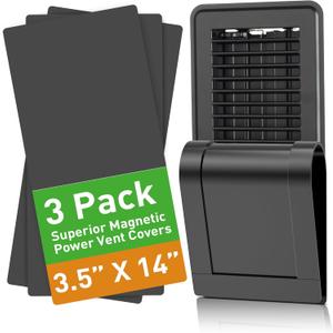 Magnetic Vent Covers for Home Floor, Wall and Ceiling Vent Register, Black Vent Covers 3.5'' X 14'' for Complete Seal, Vent Cover to Block Air, for RV, Air Conditioning, HVAC and AC Vents, 3 Pack