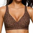 Women's Wireless Jelly Bra, Lift Supportive Full Coverage Plus Size Comfort Deep V Everyday Bra Large