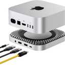 40Gbps Aluminum Hub & Stand for New M4/M4 Pro Mac Mini (2024) with 40Gbps NVMe/M.2 SSD Enclosure, 2X USB-A, USB-C Host, 3.5mm Audio  Compatible with All New Mac Mini M4/M4 Pro