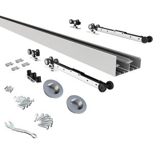 JUBEST 4FT/48 Heavy Duty Bypass Door Hardware with Soft Close Mechanism, Sliding Closet Door Hardware Set for 2 Door System, Smoothly and Quietly, Fit Door Thickness 1 3/8" or 1 3/4", Easy to Install