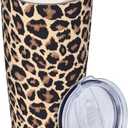 Yobvec Cheetah Print Tumbler Cup with Lid and Straw, 20 Oz Stainless Steel Insulated Mug, Leopard Print Gifts for Men Women