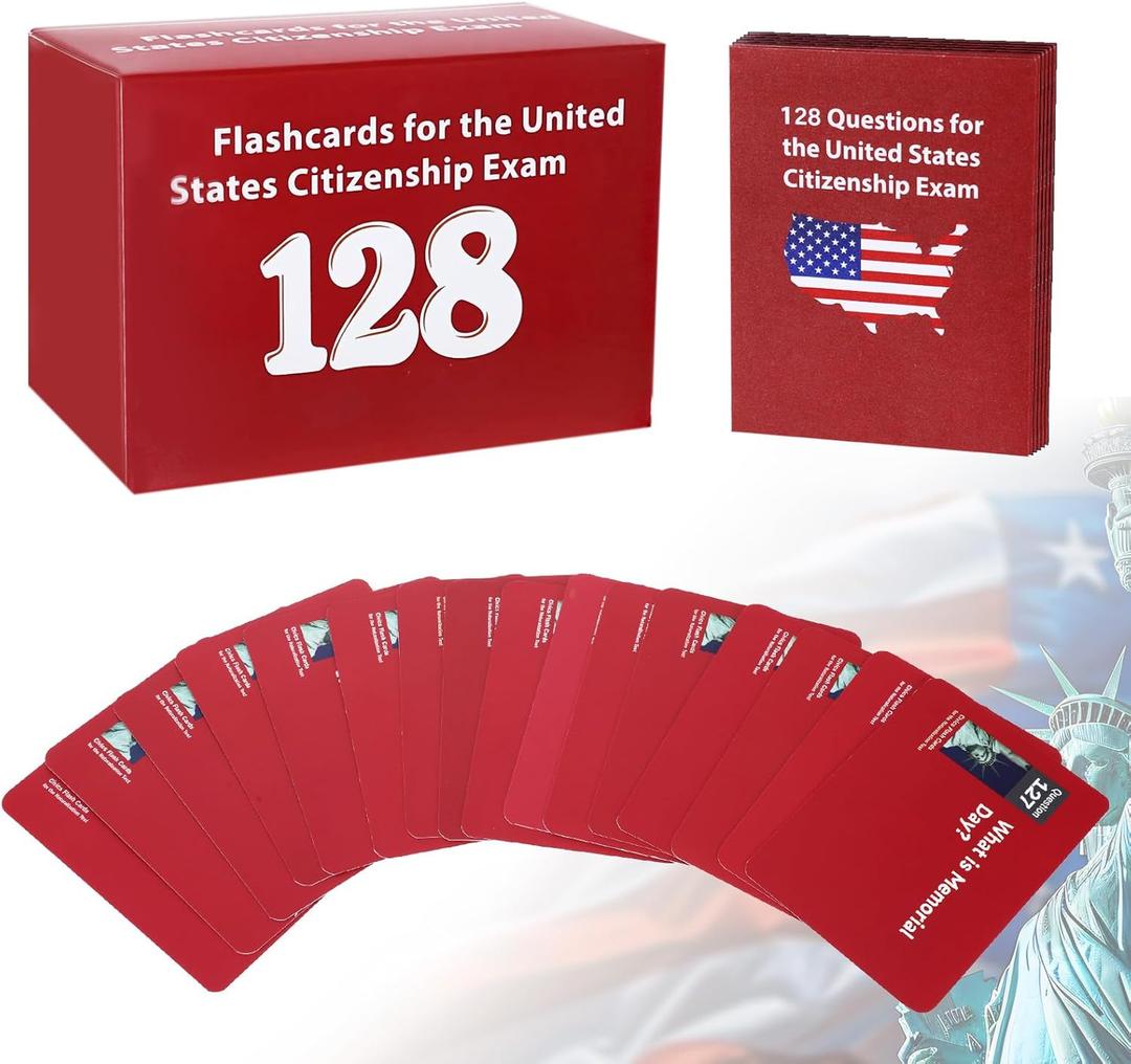 US Citizenship Flash Cards 2026, Us Citizenship Test Study Guide 2026, 128 USCIS Civics Questions & Answers Civics Test Flash Cards, Preguntas para La Ciudadania for Adults(English)