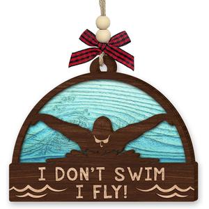7 x Swimming Christmas Ornament 2025 - Swimming Gifts for Swimmers, Teen Boy Girls, Sports Gifts for Men, Women, Coaches, Athletes - 2-Layered Wooden Swimmer Ornaments for Tree Decorations