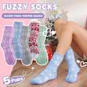 Fuzzy Slipper Socks Thick Fluffy Warm Winter Cozy Plush Soft Sleep Home Socks for Women Men, Medium