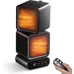 Dual-Head Space Heater with Button & Remote Control, 3 Temperatures & Multi-Angle Adjustable Portable Heater, 5 Timers,1400W Graphene & PTC Ceramic Dual-Core Heating for Office Bedroom Home