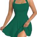 PerZeal Women's 2025 Summer Dress Sleeveless Halter Neck Sundress Backless Flared Short Mini Beach Dress (5872 Green) S
