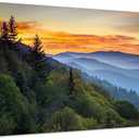 Great Smoky Mountains Canvas Wall Art Nature Forest Sunrise Wall Decor for Living Room National Park Photographic Prints Painting Misty North Carolina Landscape Pictures Artwork Home Decoration 24x36"
