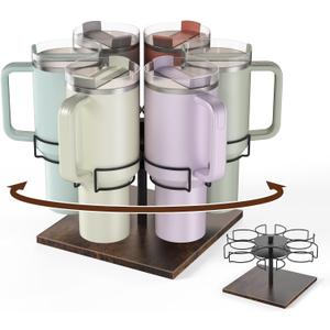 Water Bottle Organizer for Stanley 40 oz, Stanley Cup Holder, Rotating Stanley Cup Organizer Holder, Tumbler Holder Organizer, Easy to Install, Vintage Brown Stanley Cup Accessories