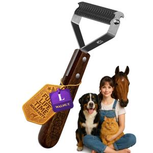 Dog Brush for Shedding 20 Blade Dematting Tool Pet Brush Dual Side, Undercoat Rake for Large Medium Small Dogs and Cats, Shedding Dog Comb for Grooming, Premium Wood Handle