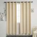 YGO Thermal Insulated Blackout 72 Inch Long Beige Curtain Panels Pair Nickel Grommet Window Drapes for Bedroom Living Room Beige Set of 2