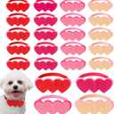 Talltalk 24 Pcs Valentines Day Dog Collars Puppy Gift Adjustable Heart Shaped Dog Collars Bowties PU Leather Cat Bow Tie Gift for Pets Owner Valentines Party Dress up Accessories