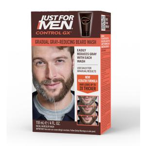 Just for Men Control GX Grey Reducing Beard Wash Shampoo with Keratin, Gradually Colors Mustache and Beard, Leaves Facial Hair Thicker Softer and Fuller, 4 Fl Oz - Pack of 1 