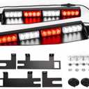 ASPL 32LED Visor Lights 26 Flash Patterns Windshield Emergency Hazard Warning Strobe Beacon Split Mount Deck Dash Lamp With Extend Bracket (Red/White/Red/White)