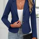 ELLEVEN Women's Casual Stretchy Knit Blazer,Lightweight Slim Fit Jackets Long Sleeve Business Suit with Pockets, M