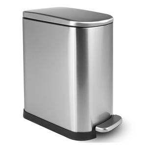 10 Liter/2.6 Gallon Stainless Steel Trash Can with Soft Close Lid, Removable Inner Wastebasket,Small Garbidge Can for Bathroom Bedroom Office,Anti-Fingerprint Brushed Finish,Silver