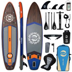 WNOVA 11' Inflatable Stand Up Paddle Board, 34" Extra Wide Stable iSUP for Adults & Youth, with Camera Mount & Premium Accessories, Non-Slip Deck for All Skill Levels (Deep Wood Grain/Kayak Seat)