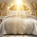 BOV 3 PCS Ruffle Quilt King Size, Exquisite King Bedspread with 2 Pillow Shams All Seasons for Modern Bedroom Decor (106"x96",Gray)