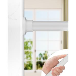 ALLZONE Tension Curtain Rod for Windows, 123 to 160 Inch, Heavy Duty Extra Long Curtain Rods, Non-Slip Bathroom Shower Tension Rod, Renter Friendly, Adjustable, Spring Loaded, White