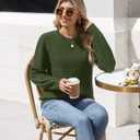 Zeagoo Womens Sweaters 2026 Fashion Fall Tops Crew Neck Long Sleeve Knit Pullover Sweater S-XXL (Green, S)