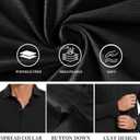 Men's Long Sleeve Button Down Shirts Wrinkle Free Business Untucked Stretch Dress Beach Casual Wedding Shirt (Black, S)