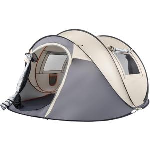 4 Person Easy Pop Up Camping Tent, Waterproof Automatic Setup 2 Doors-Instant Family Tents for Camping, Hiking, Traveling, Fishing, Beach, Outdoor