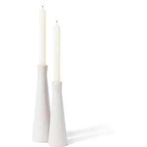 White Ceramic Candle Holder, Pillar Candle Holders, White Candlestick Holders for Pillar Candles, Modern Taper Candle Holder Decor for Wedding Dinning Party Home, Set of 2(CH7080W)