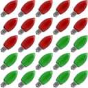 Meconard C9 Led Replacement Christmas Light Bulbs, C9 Shatterproof Led Bulbs for Christmas Indoor Outdoor String Lights, Mini Bulb Intermediate E17 Base Decor Red Light Bulbs Green Light Bulb, 25 Pack