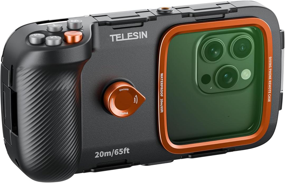 Underwater Waterproof Diving Snorkeling Phone Case,Universal Underwater Photo & Video Diving Housing Handle Grip for iPhone 16 15 14 13 12 11 Pro Max/XS/X Samsung Galaxy and More Phones (20M/65ft)